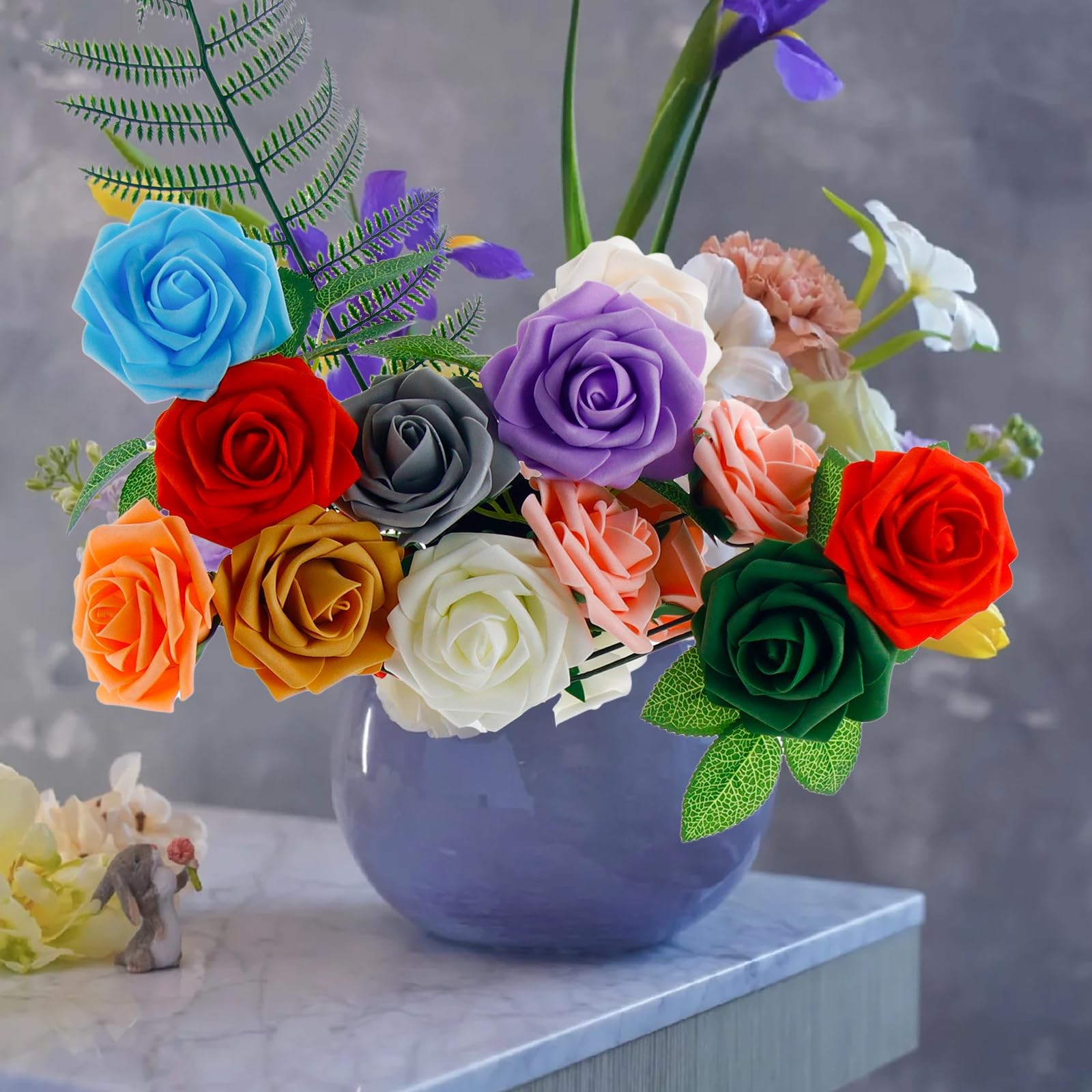 Fake Foam Roses 25PCS, Navy Blue Bridal Shower Decor, Centerpieces