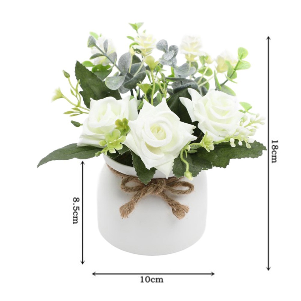 Silk Rose Eucalyptus Camellia Artificial Flowers Potted Plant Nordic Home Office