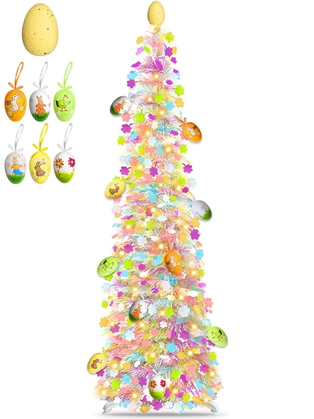 Timer – Easter Decorations, 5Ft Lighted Easter Tree with 50 LED Warm White Light