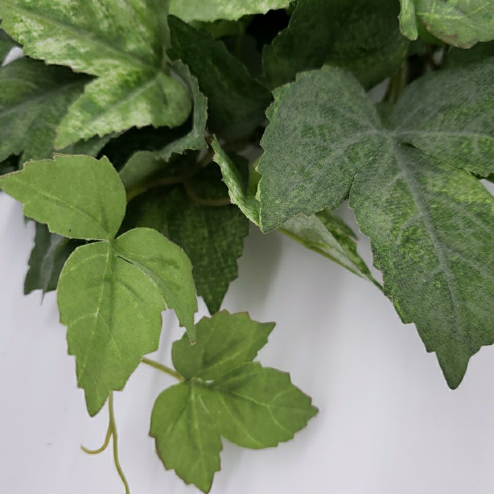 Artificial Ivy Leaf Vine Vtg Pillar Candle Ring SET of 2 Plastic Fabric Greenery