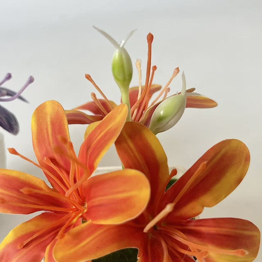 Artificial 3 Stem Jasmine in Small Pot for Modern Minimalist Home Office Decor