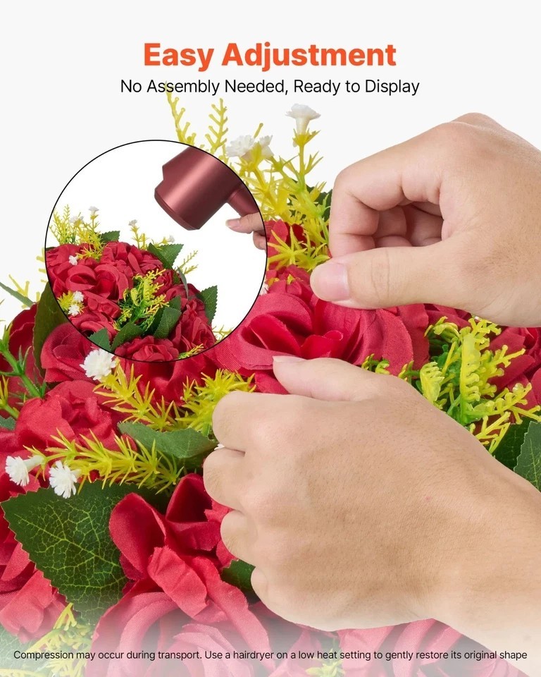 Flower Balls Arrangement Bouquet 10 PCS, 9.5-Inch Wedding Red Roses Centerpieces
