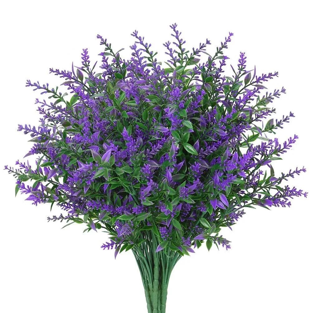 Bundles Artificial Flowers Plastic Plants Fake Outdoor Faux UV Resistant Decor