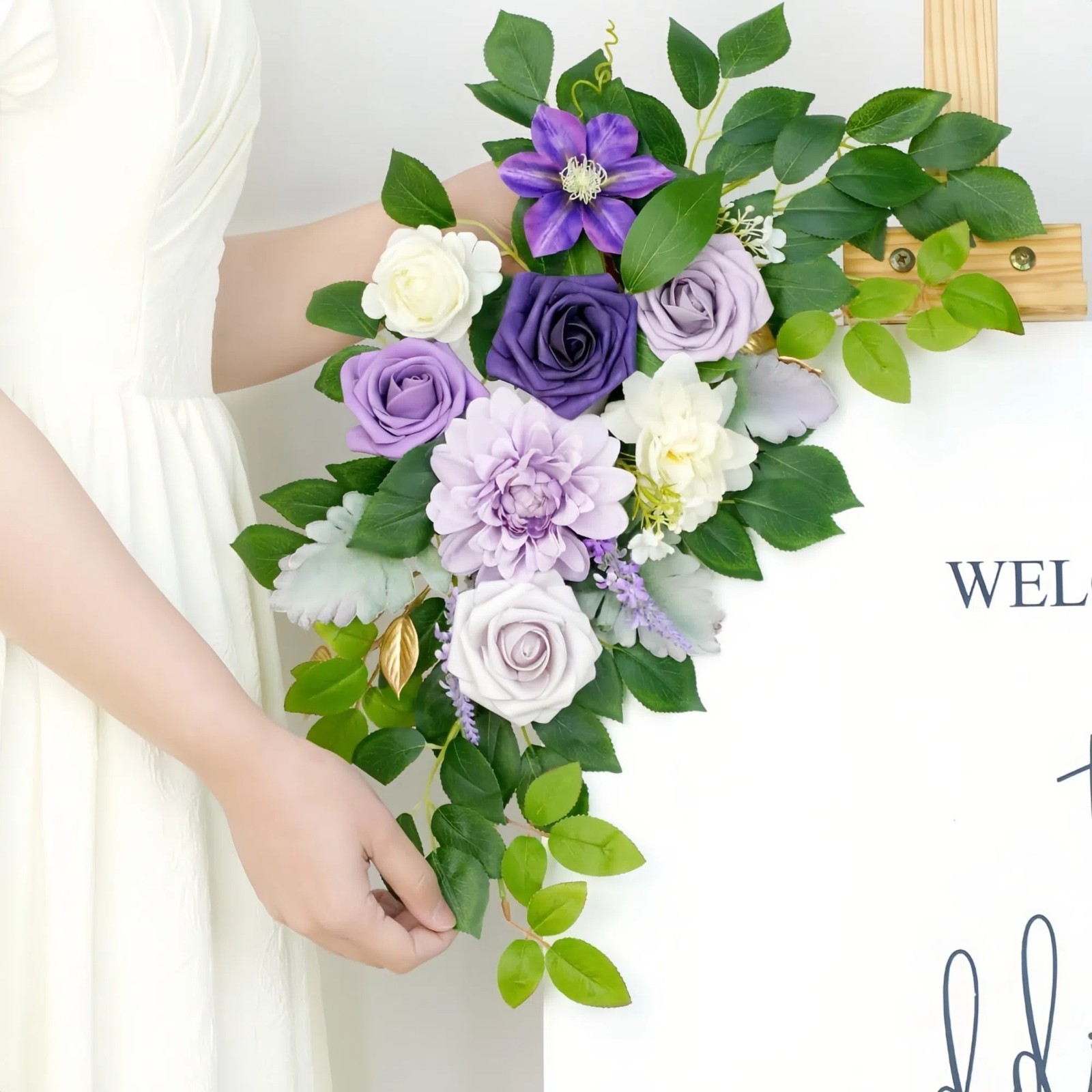 Wedding Arch Flowers Set of 2 for Wedding Welcome Sign Artificial Wedding Flower