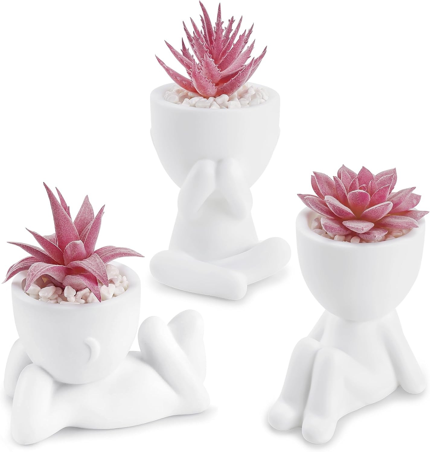 Der Rose 3pcs Fake Succulents Plants Artificial for Black Bathroom Bedroom Home