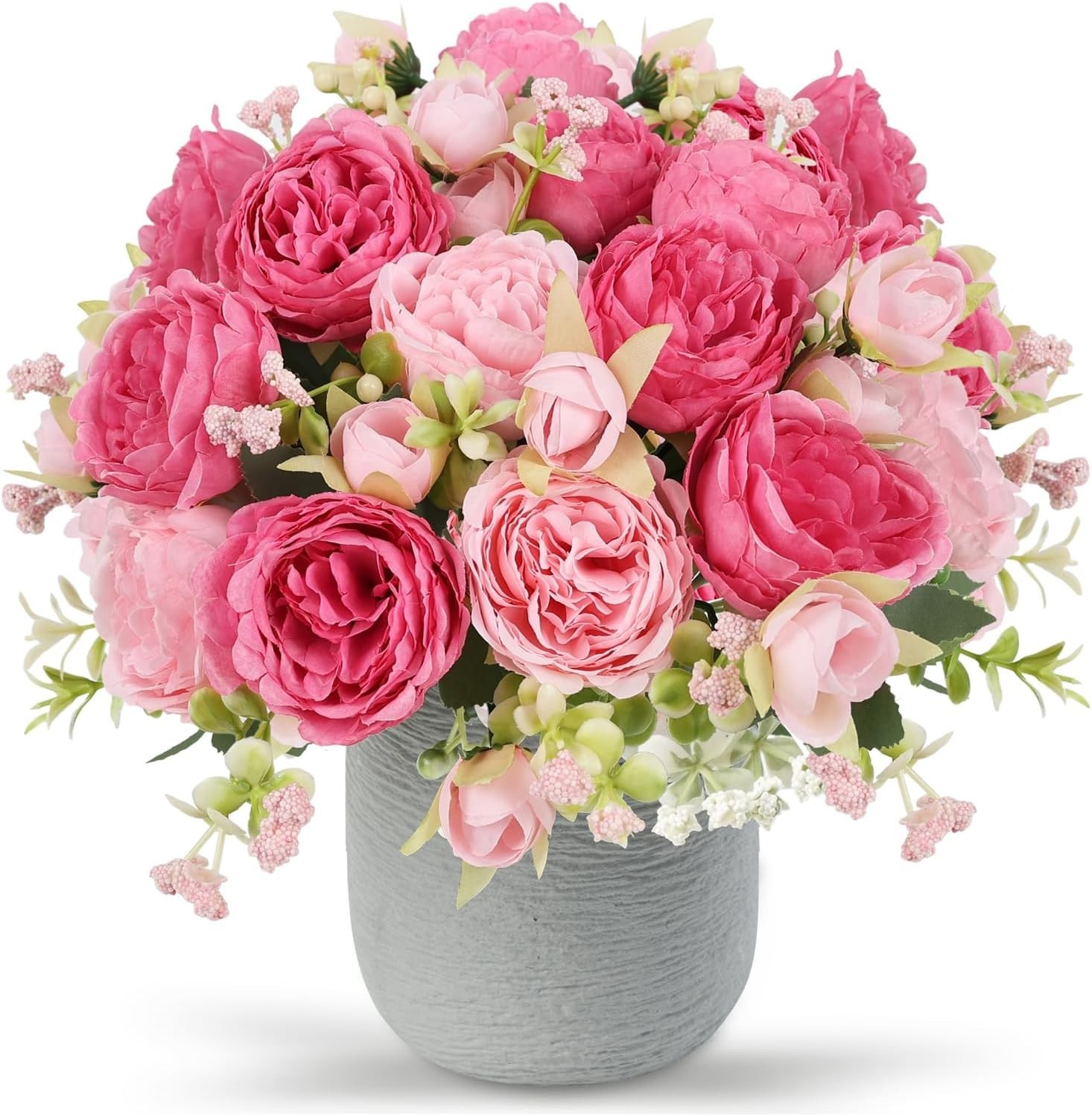 Artificial Flowers 2 Bundles Pink Artificial Peonies Fake Peony Bulk Silk Flo…