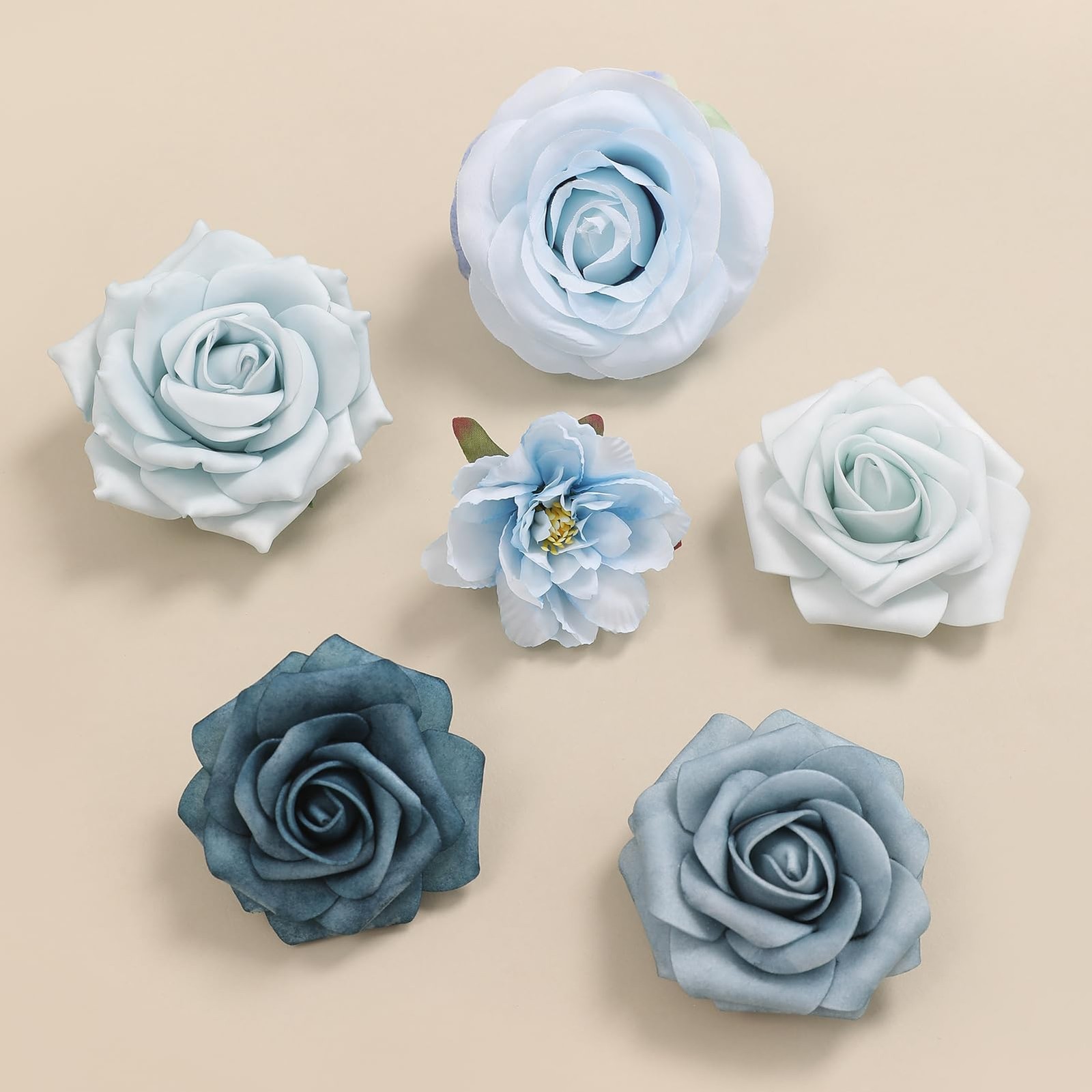 Blue Artificial Flowers Combo Box Silk Fake Roses Peonies DIY Wedding Decor