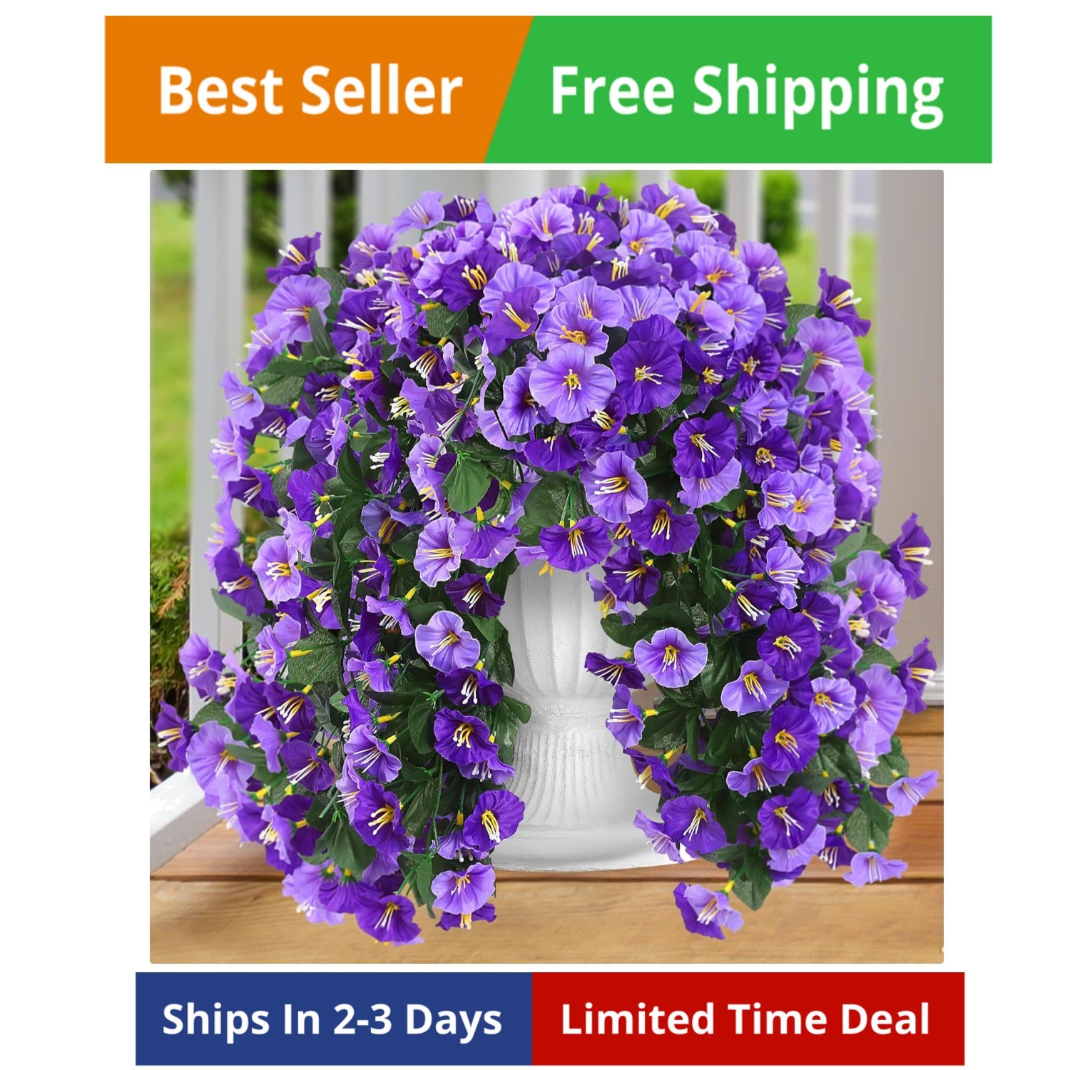 Sggvecsy Artificial Fake Hanging Flowers Plants Outdoor Outside Spring Summer…