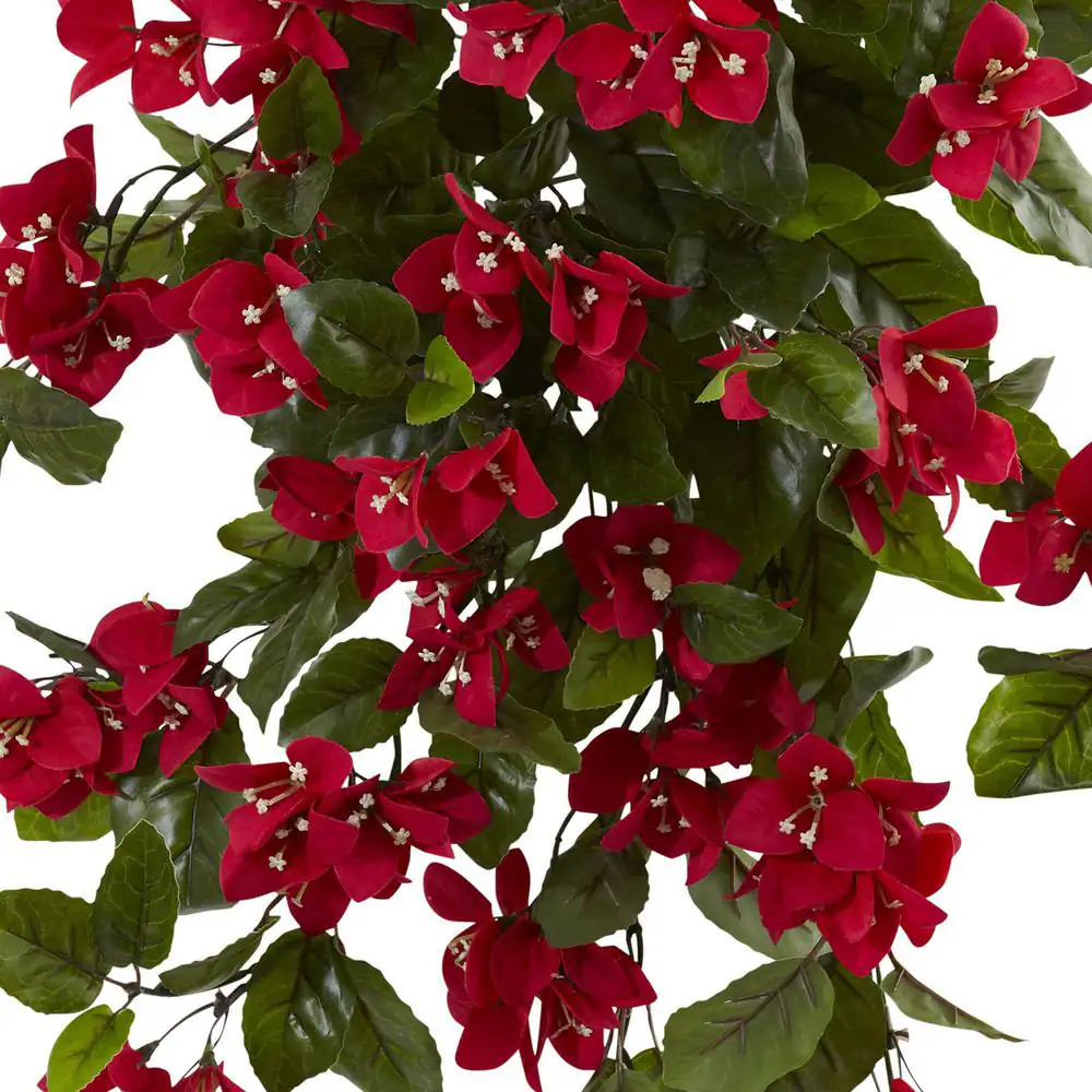 Indoor/Outdoor 28 In. Bougainvillea Hanging Bush Artificial Plant UV Resistant (