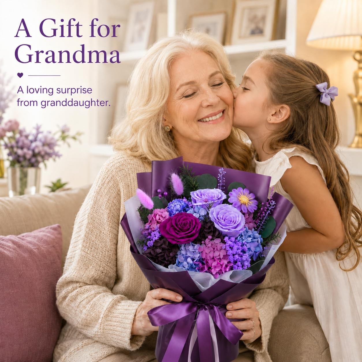 Deep Purple Preserved Real Roses Long Lasting Bouquet Artificial Flowers
