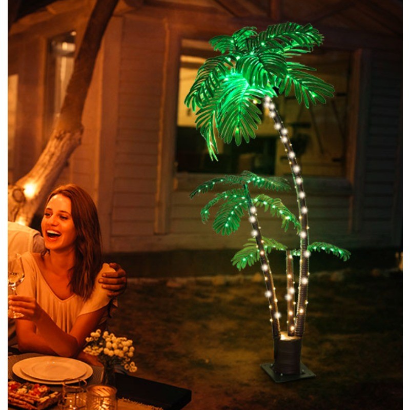 6Ft Artificial Palm Tree Outdoor for Patio Party Decor Hawaiian with 8 Modes