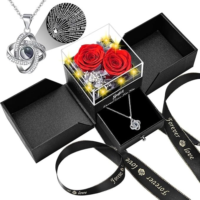 Preserved Red Real Rose-Eternal Flowers Rose Gifts for Mom Grandma Wife Girlfrie