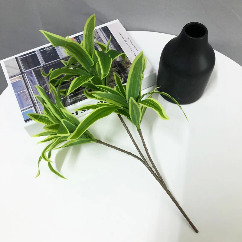 36cm 3 Heads Artificial Palm Tree Plastic Bamboo Branch Tropical Potted
