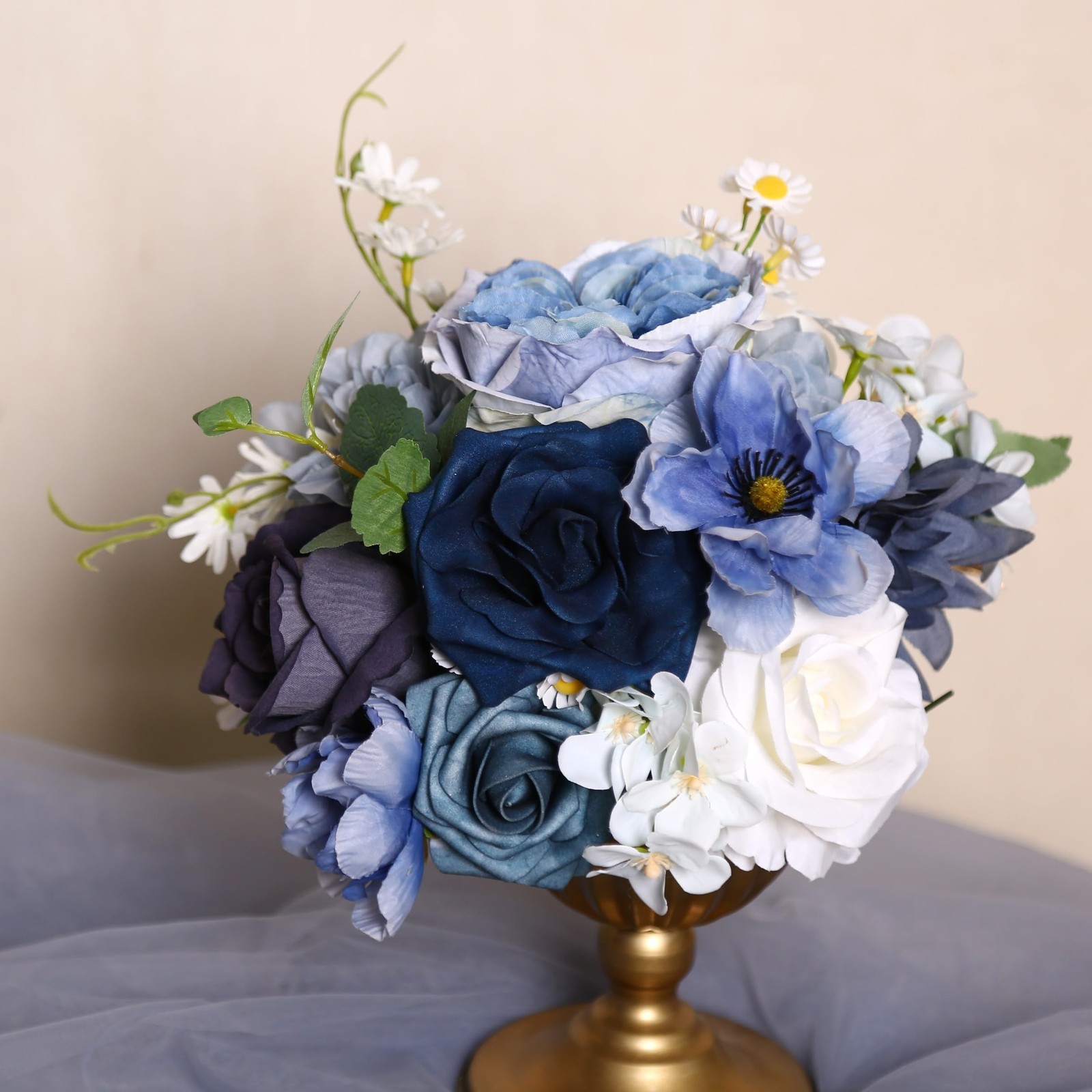 Dusty Blue Roses Silk Artificial Flowers Combo for DIY Bouquet Centerpieces F…