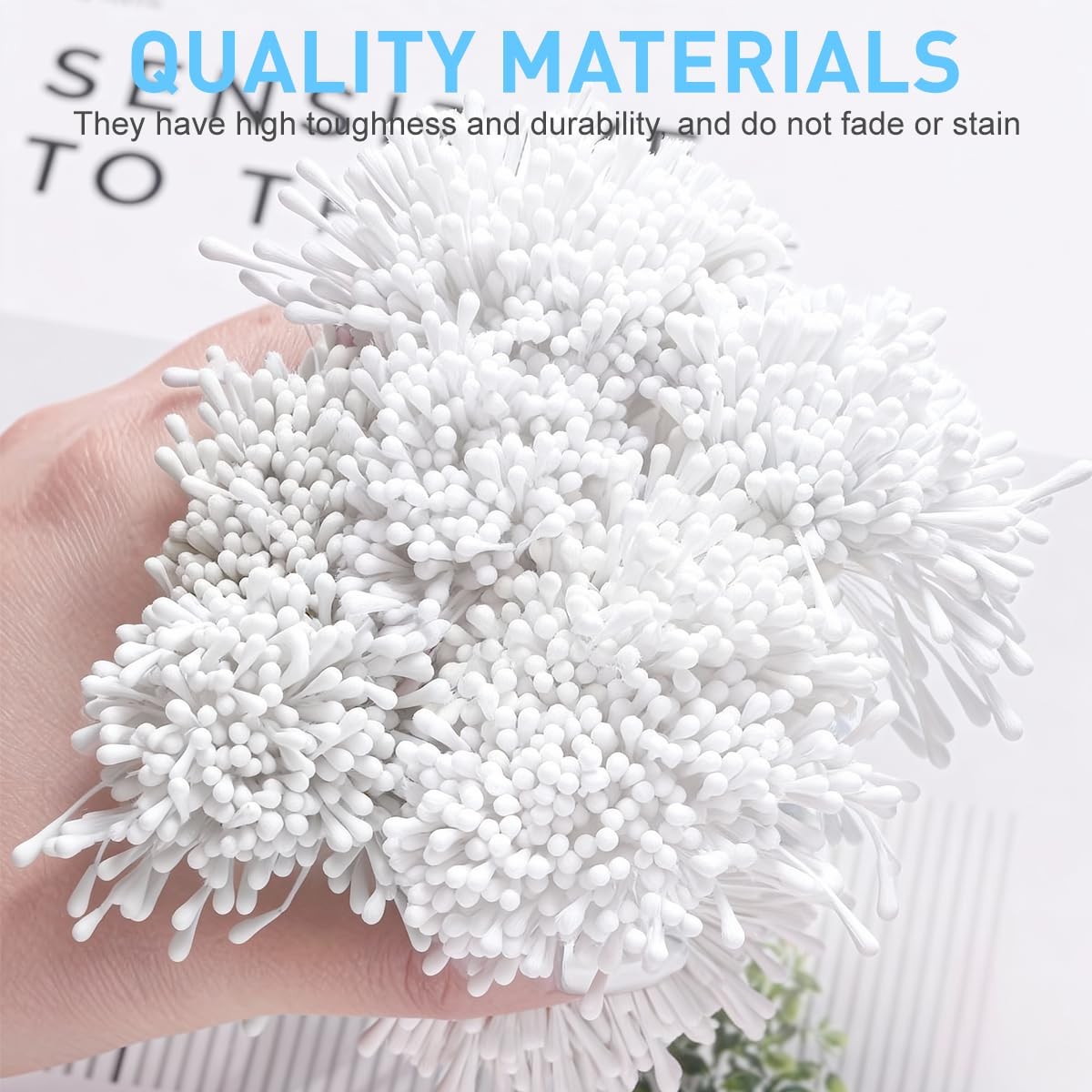 400 PCS Mini White Double Head Flower Stamen 552.5mm Artificial DIY