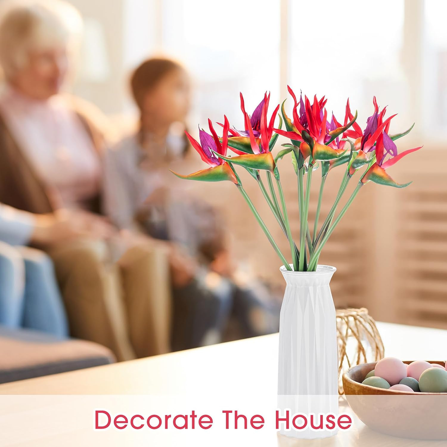 12 Pcs 24″ Pink Bird of Paradise Faux Flowers for Home Garden Party Decor