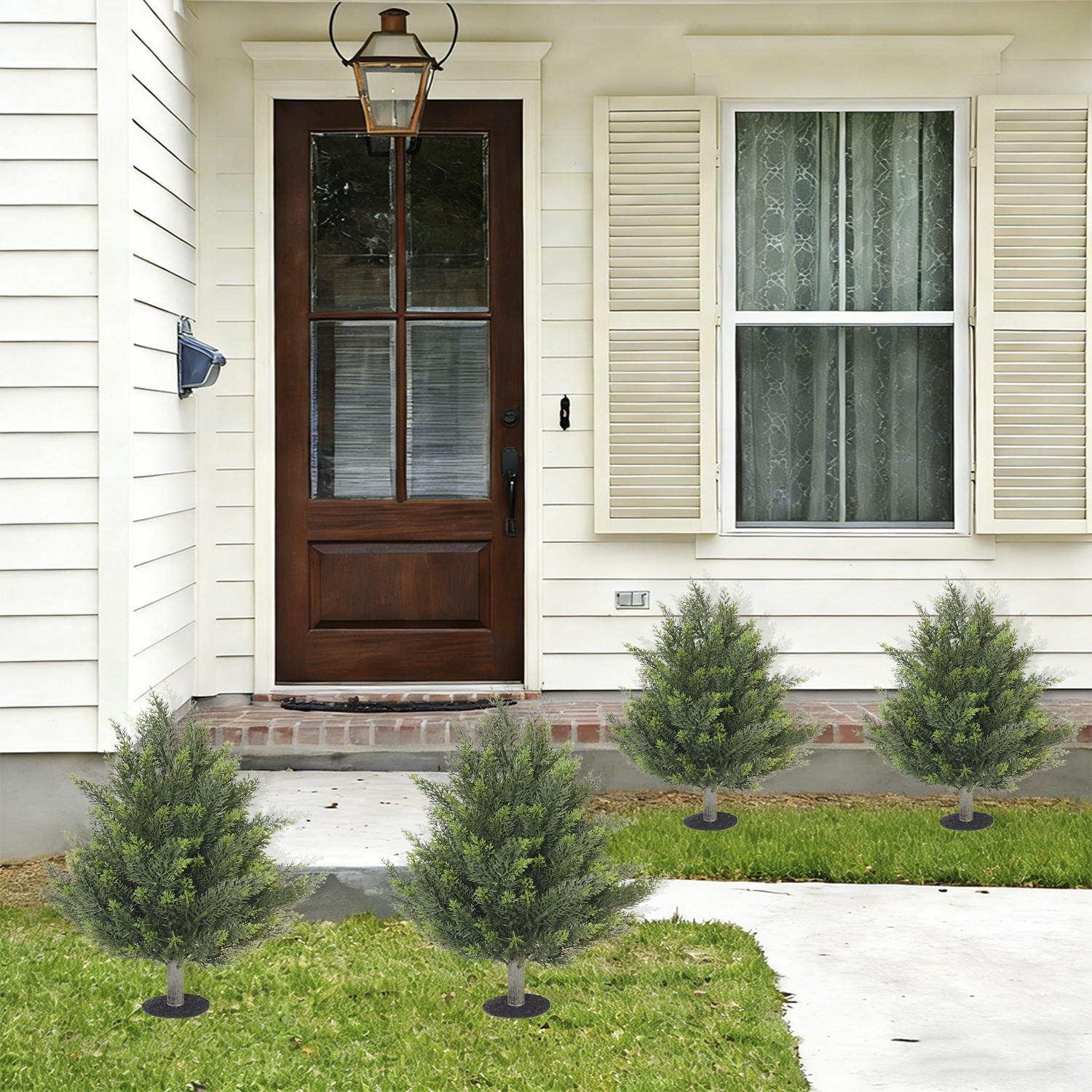 2Pcs 2FT Faux Cypress Tree Lifelike Plant Indoor Outdoor Garden Yard
