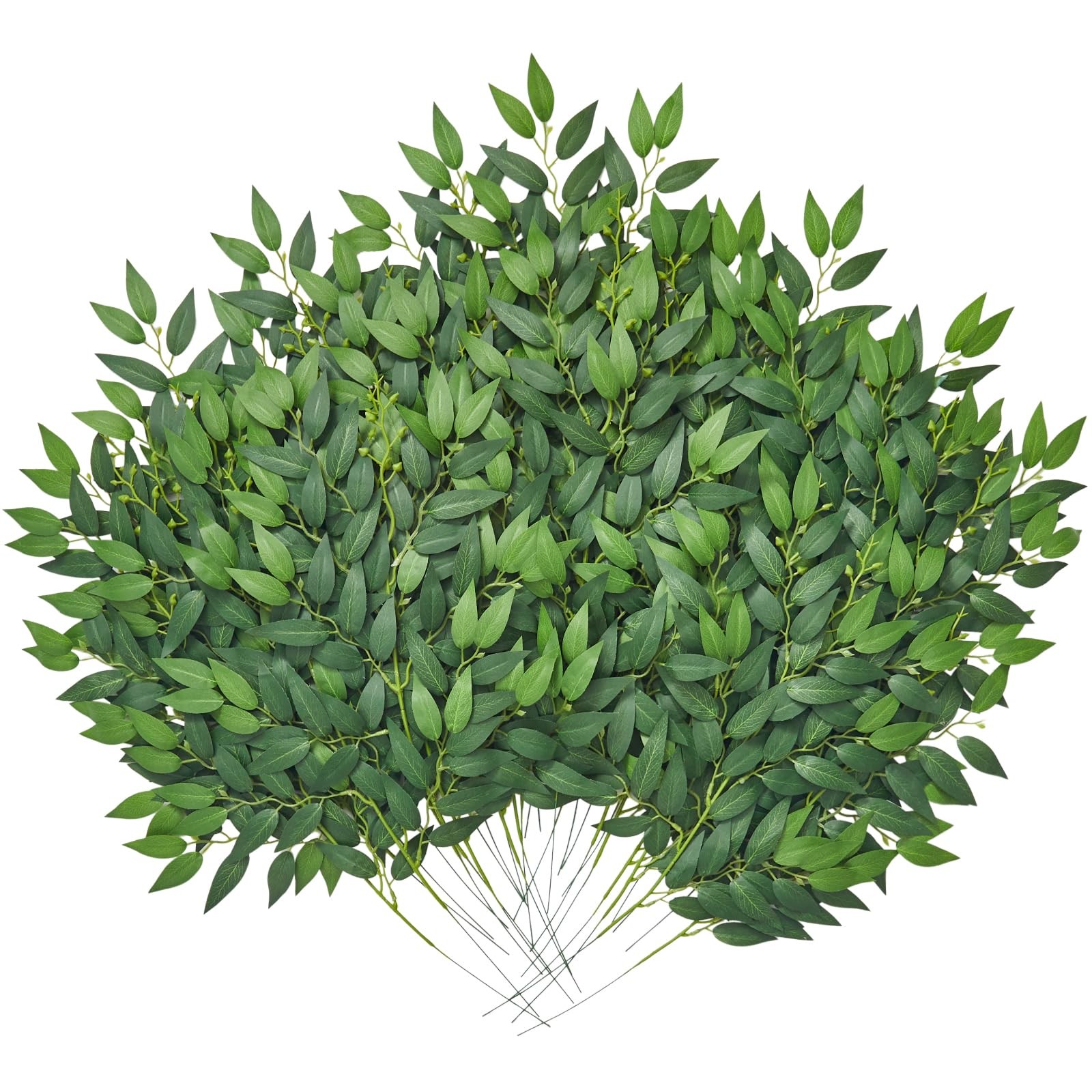 Serwalin 30Pcs Italian Ruscus Greenery Stems Artificial Greenery Leaves, 21.6…