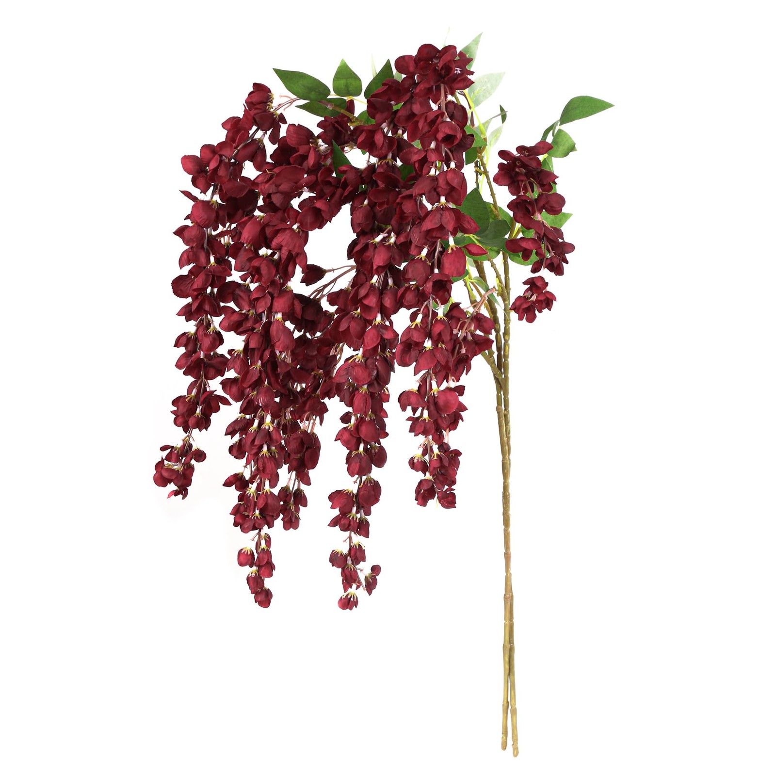 Red Wisteria Artificial Flowers Branches 43 Inch Fake Hanging Plant 2 PCS