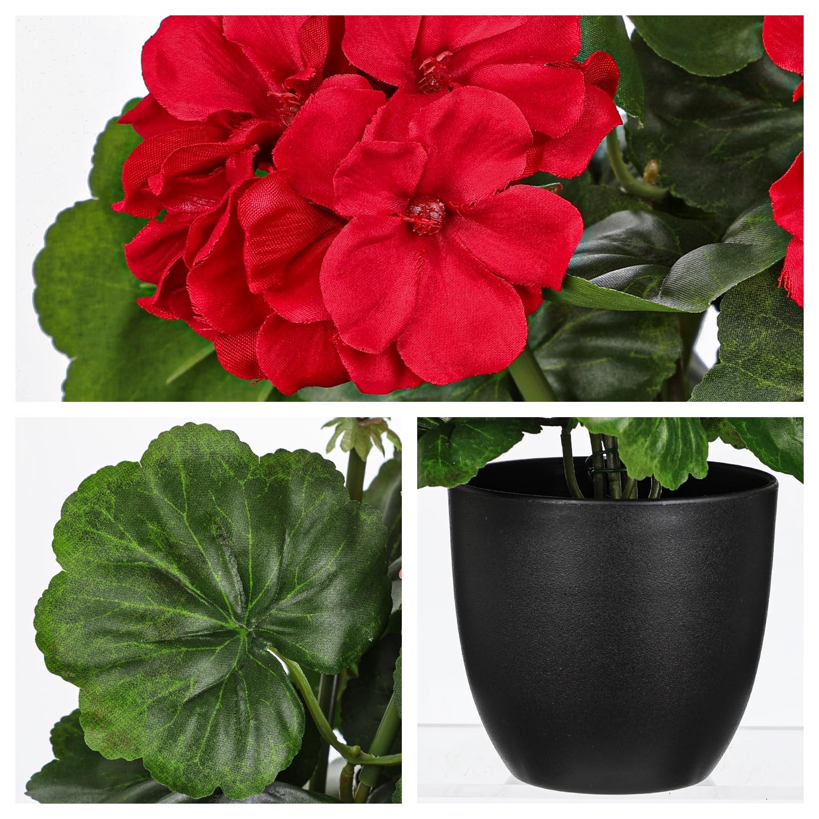 16” Geraniums Artificial Flowers Realistic Potted Plant – Red Fake Geraniums …