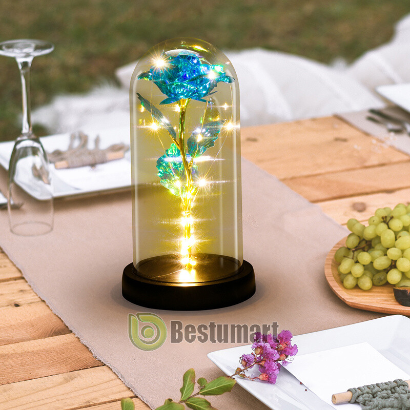 Rose LED Light Glass Gift for Wife Women Her Christmas Girlfriend Birthday Lover