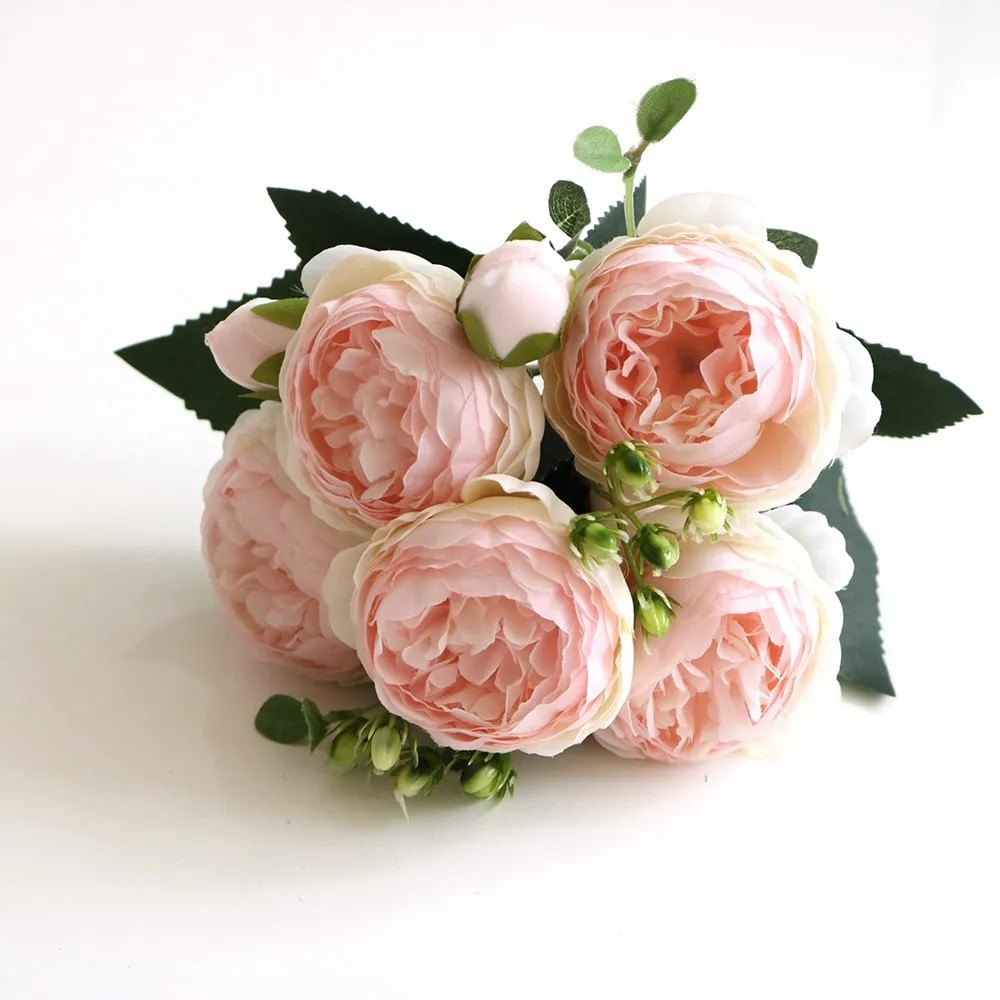 30CM Silk Peony Fake Roses Artificial Flowers Bridal Bouquet Home Wedding Decor