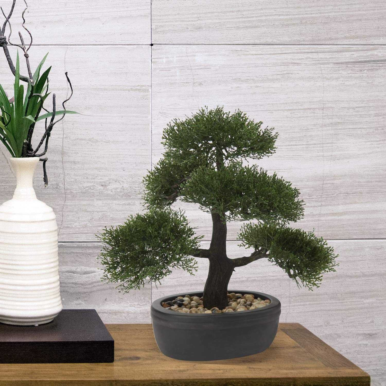 Artificial Bonsai Tree Juniper Faux Plants Indoor Small Fake Plants Decor wit…