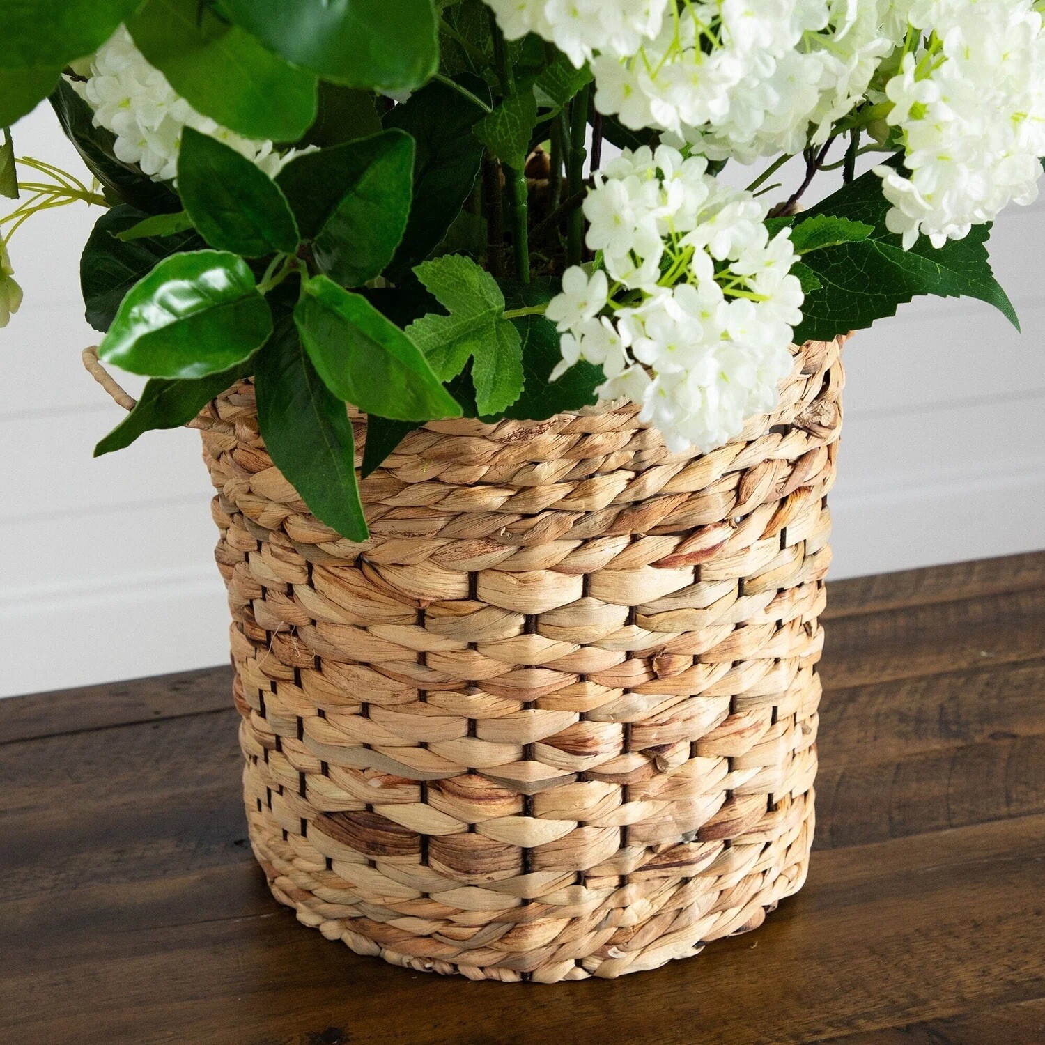 31” Artificial Mixed Flower & Hydrangea Arrangement in Hyacinth Weave Basket