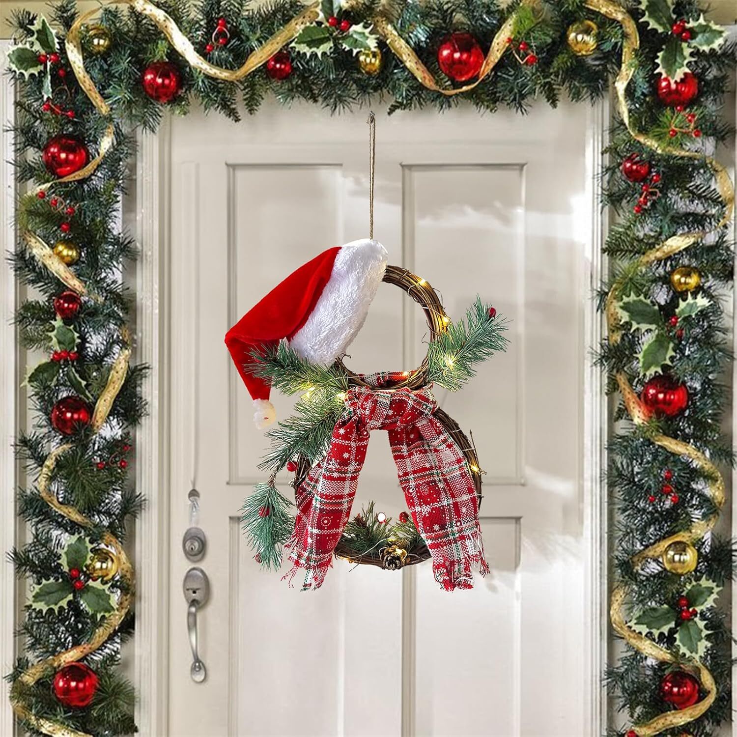 Christmas Wreath Hat with Lights – Festive Party Hanging Ornament