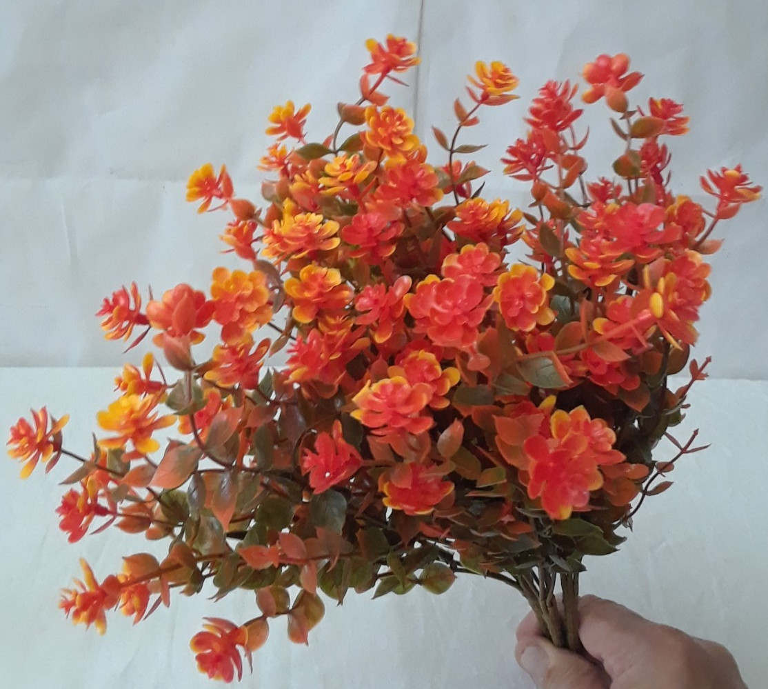Lot of Four Dried Orange Flowers Decor for Home Deco Art Projects 12″ Bunch