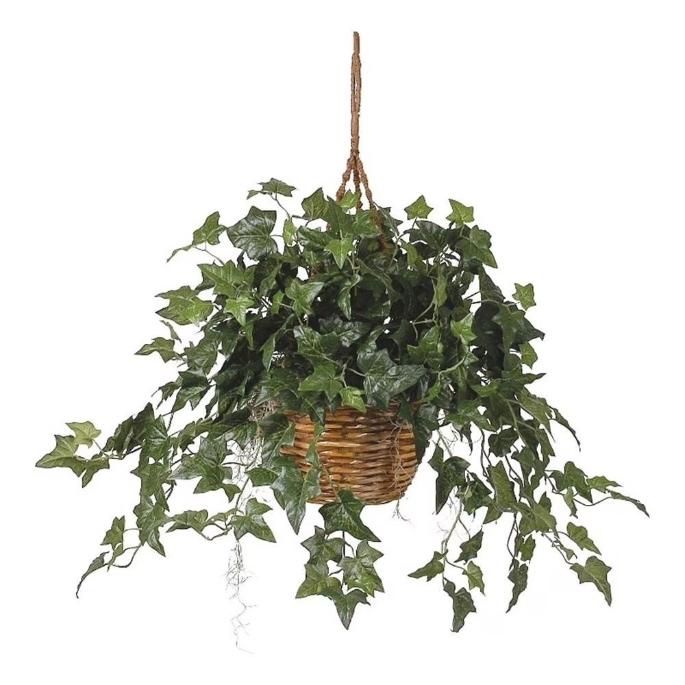 26 Inch Hanging Basket Artificial English Ivy Plant Silk Greenery Home Decor