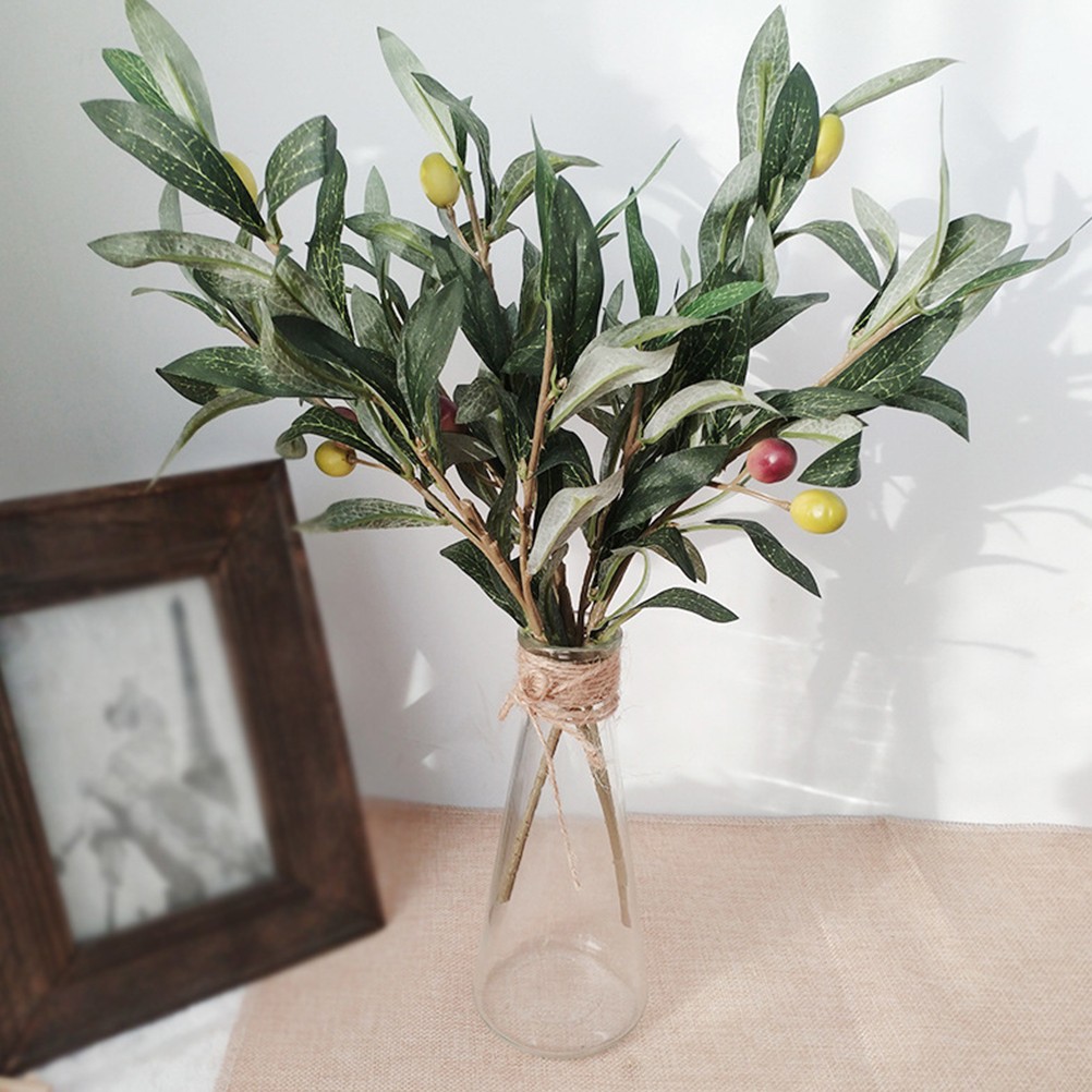 5Pcs Lifelike Olive Stems with Berries Fake Olive Branches for Table Decor