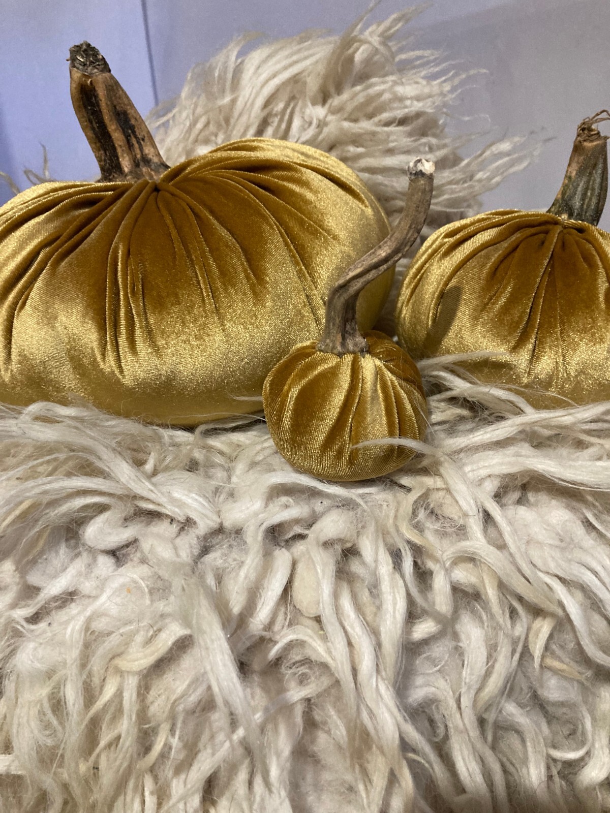 Golden Fall Velvet Pumpkins