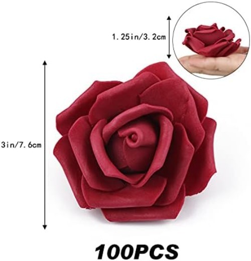 Burgundy Foam Roses, 100 Pack – DIY Wedding Decor