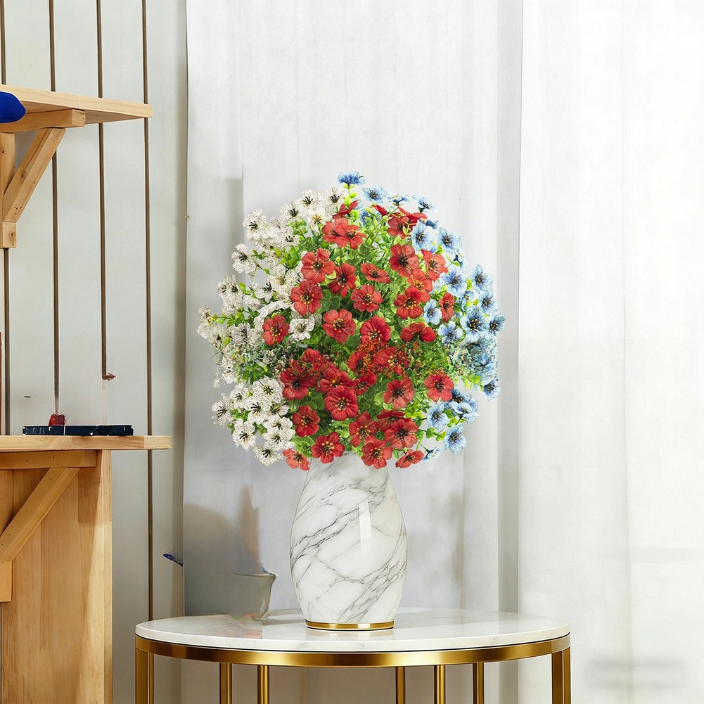 Red White Blue Violet Eucalyptus Artificial Bouquet 56cm for Dining Room Decor