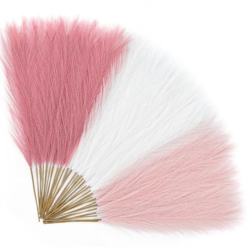 ????? Pampas Grass 17in, Pink Pampas Grass Decor 30pcs A Blush/Cream/Pink