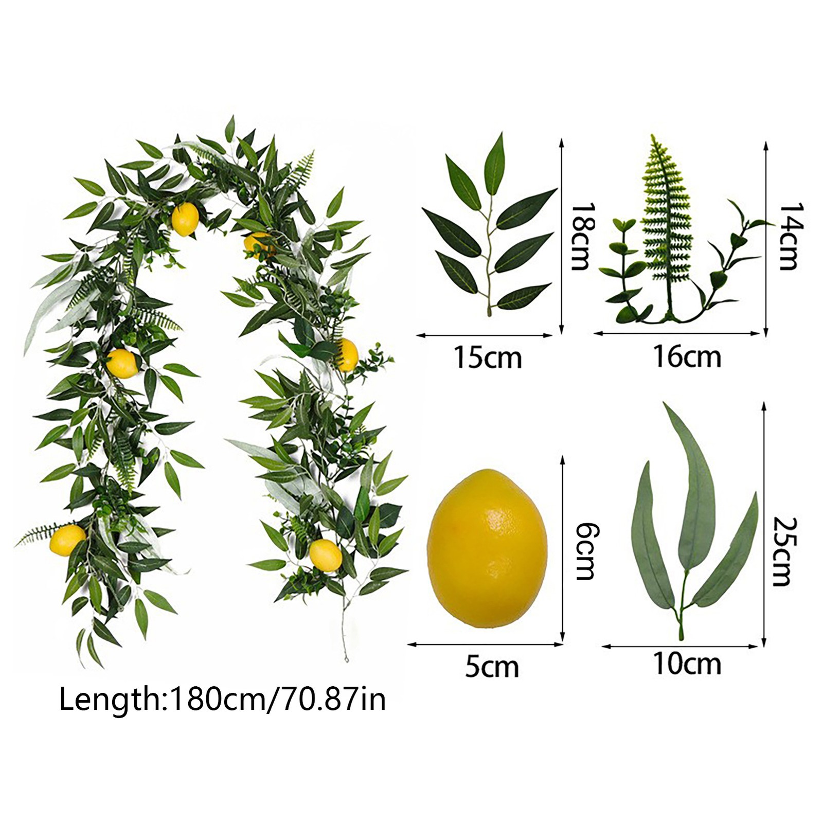 Artificial Lemon Garland Decorative Lifelike Greenery Lemon Vine Garland For US