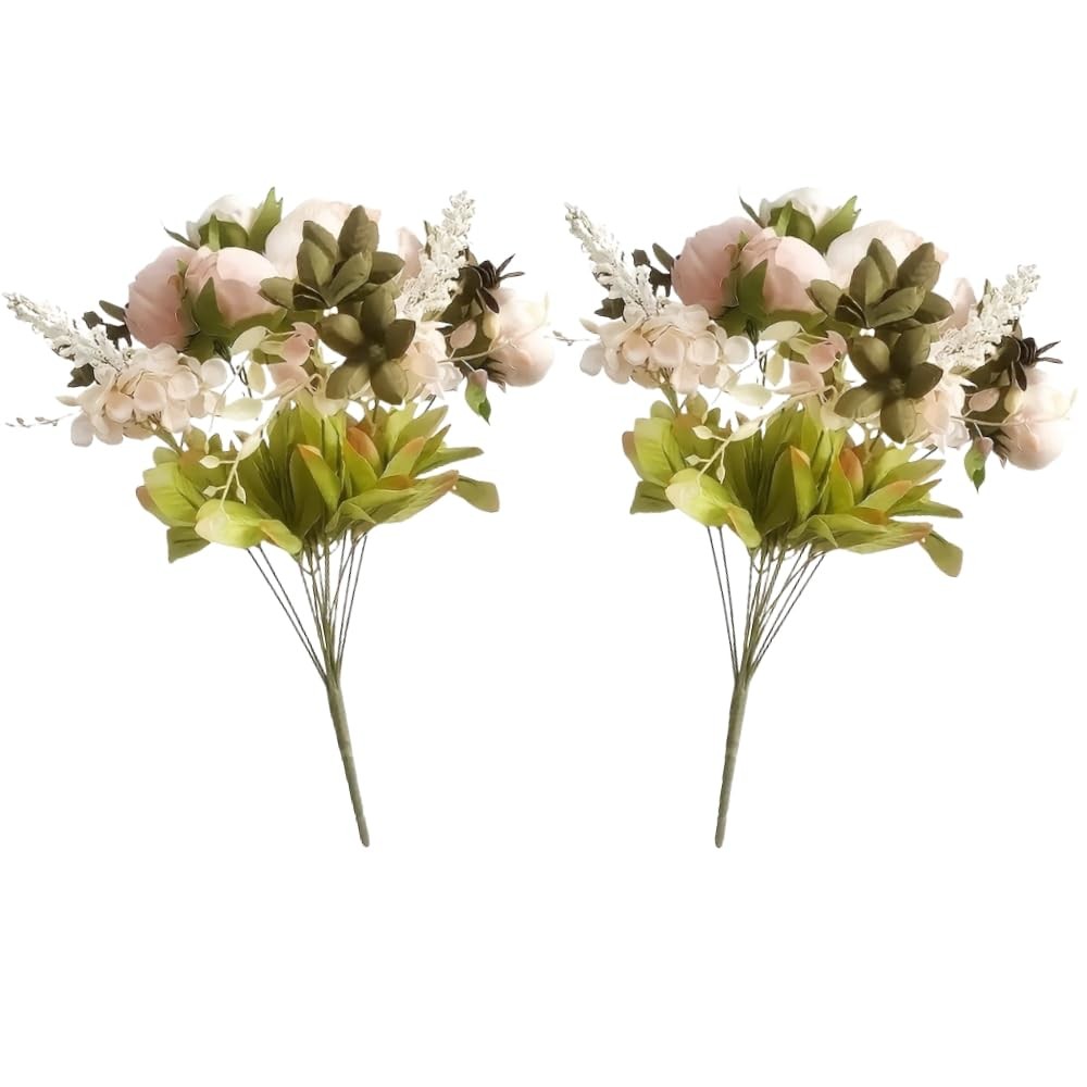 2 Packs Artificial Peony Flowers Silk Peonies Fake Flower Bouquet Arrangement…