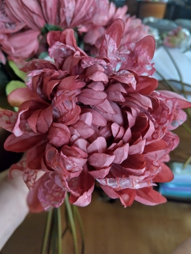 Real touch lacy mum flower stem MAUVE