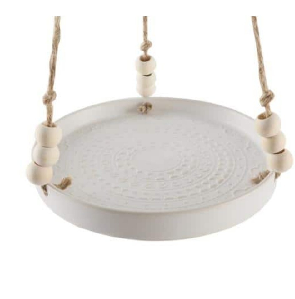 Flora Bunda Planter Hanging Stand Indoor Handcrafted Ceramic In Matte White