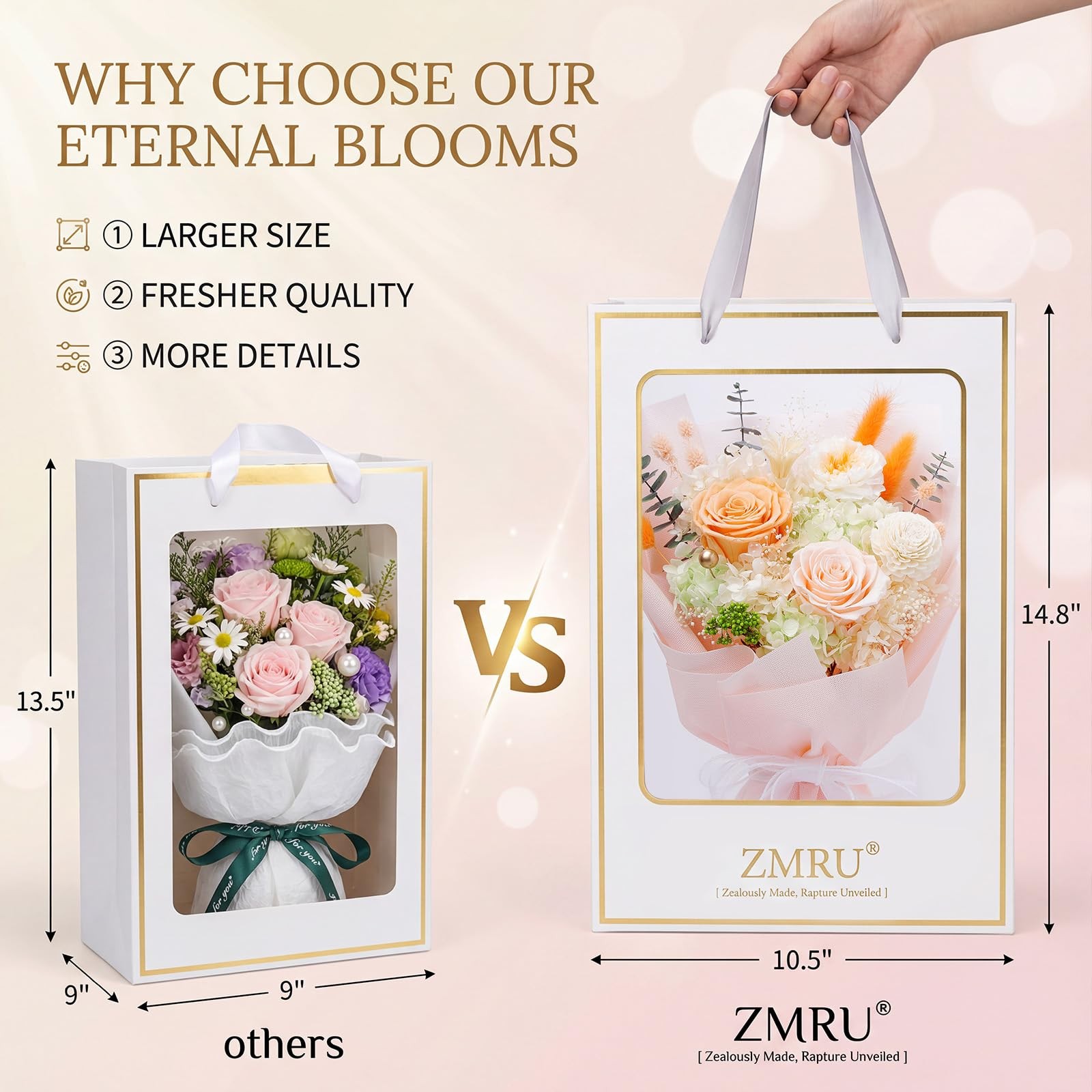 Preserved Flower Bouquet Fresh Delivery Mothers Day Birthday Gift Women Mom