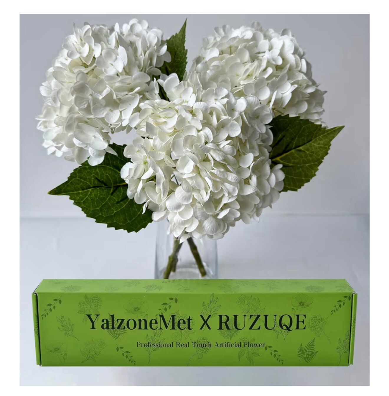 YalzoneMet 3 PCS White Hydrangea Artificial Flowers 21 inchs