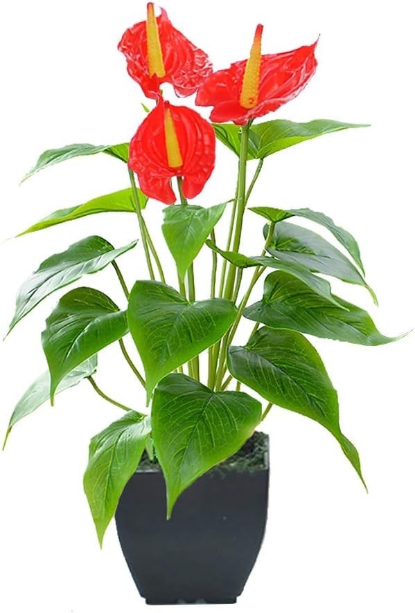 Artificial Calla Lily Potted Plant – Red Faux Flower for Home and Office Decor