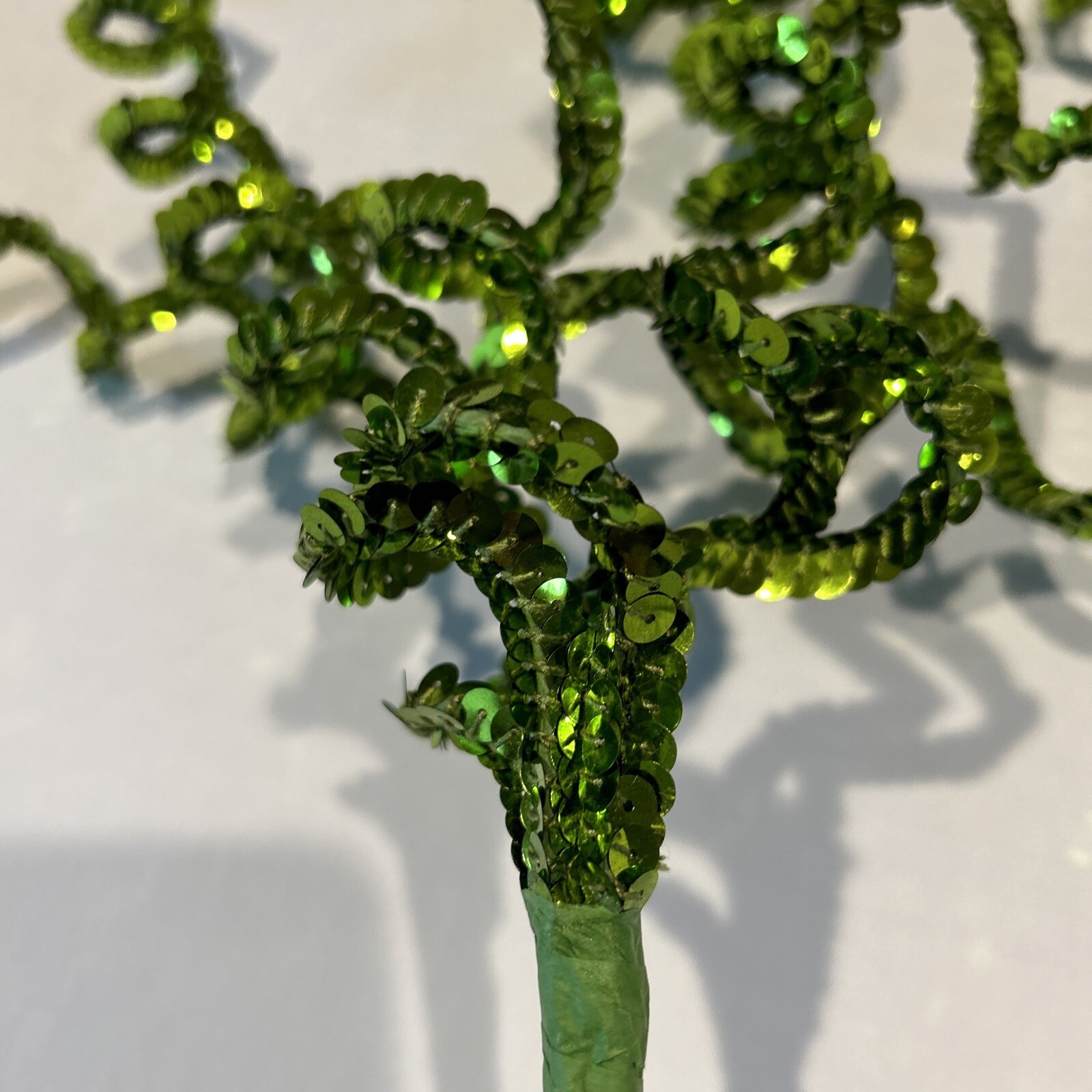 24” large Whimsical Curl spiral Christmas Holiday Pick Spray – Green SEQUINS