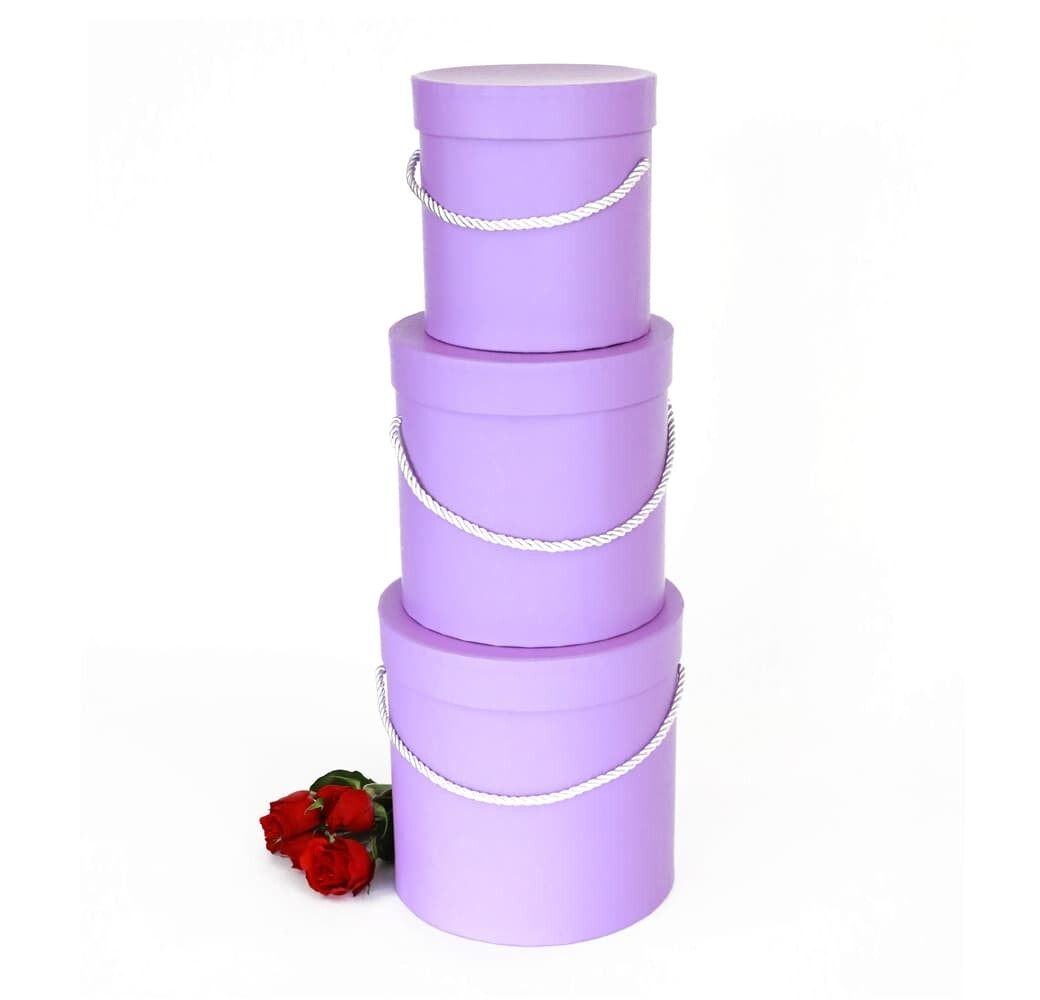 Premium Quality Round Flower Box, Floral Gift Box, Set of 3 pcs, with Lids