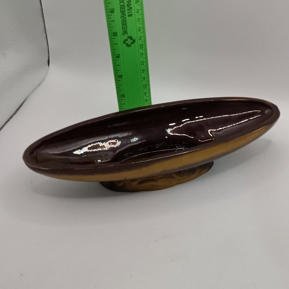 SWAN Brown Long Neck Bird and Console BOWL MCM Vintage REDWARE Japan