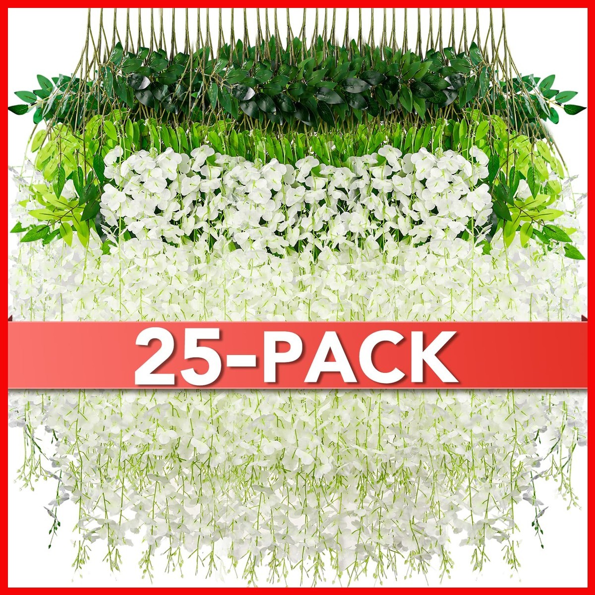 Alotiki Wisteria Hanging Flowers Garland 3.6ft Long 25 White