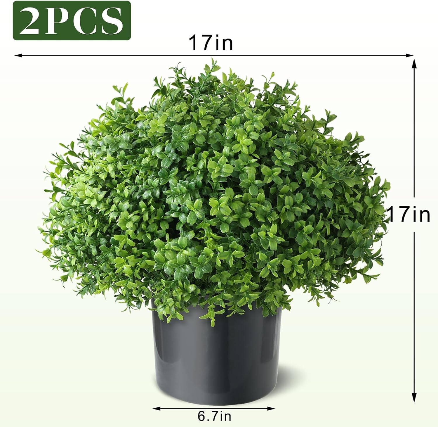 Set of 2 Artificial Boxwood Topiary Ball Trees UV Resistant Potted Plants