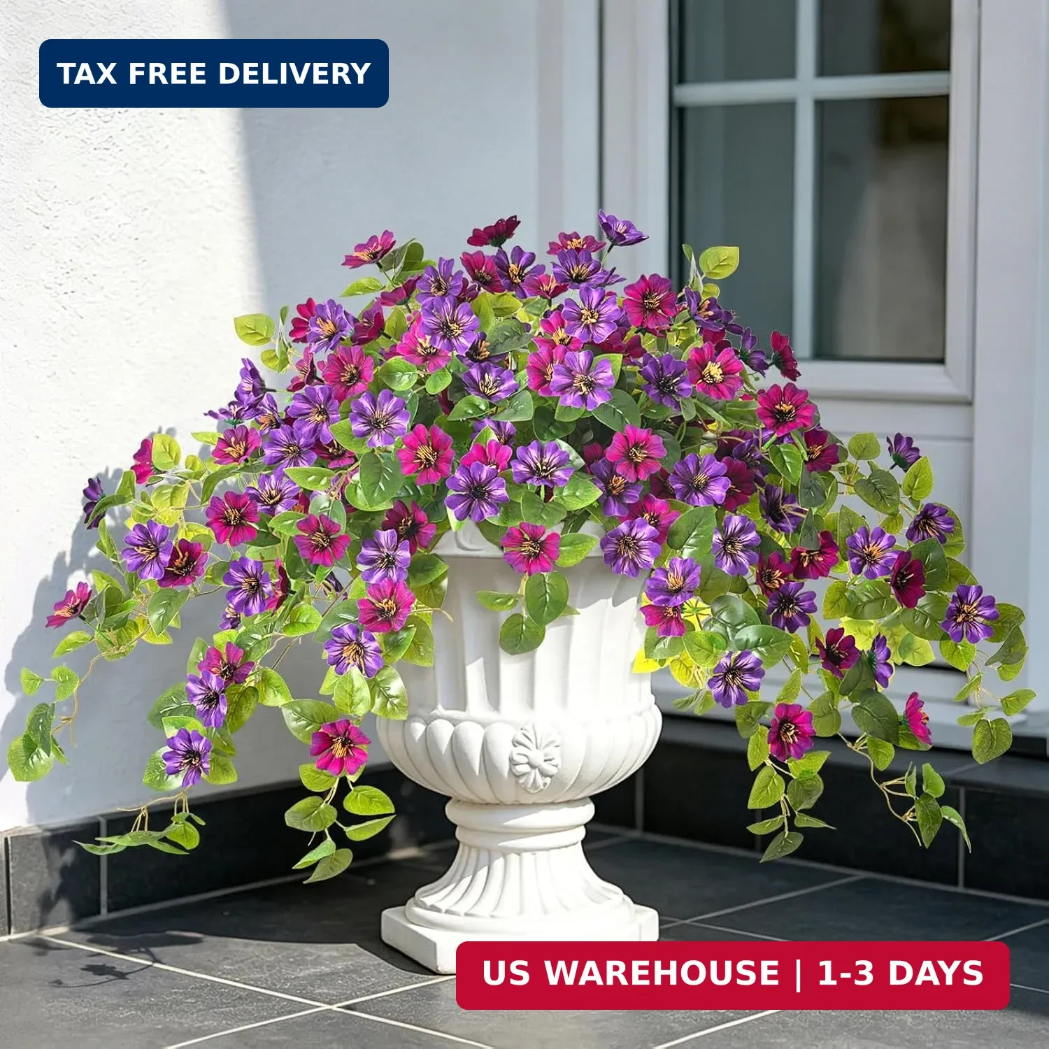 Hrobek Fake Artificial Flowers Hanging for Outdoors Decor, 2 Bundles UV Resistan
