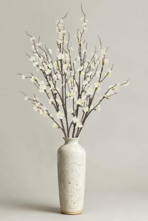 Cherry Blossom Branches 39 Inch Fake Flowers Spring Decorations for 4 Pcs White